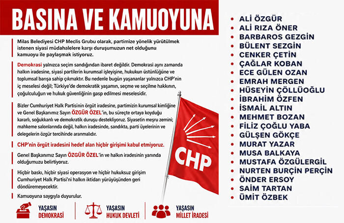 Milas Belediyesi CHP Meclis Grubu’ndan Kamuoyuna Açıklama